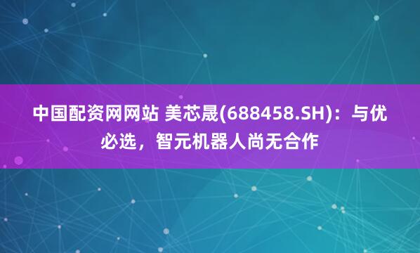 中国配资网网站 美芯晟(688458.SH)：与优必选，智元机器人尚无合作